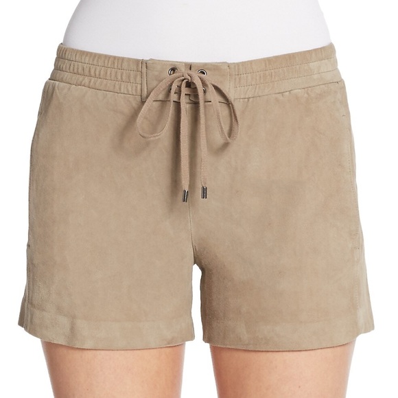 NWT VINCE $459 Suede Leather Tan Shorts Drawstring - Picture 4 of 8